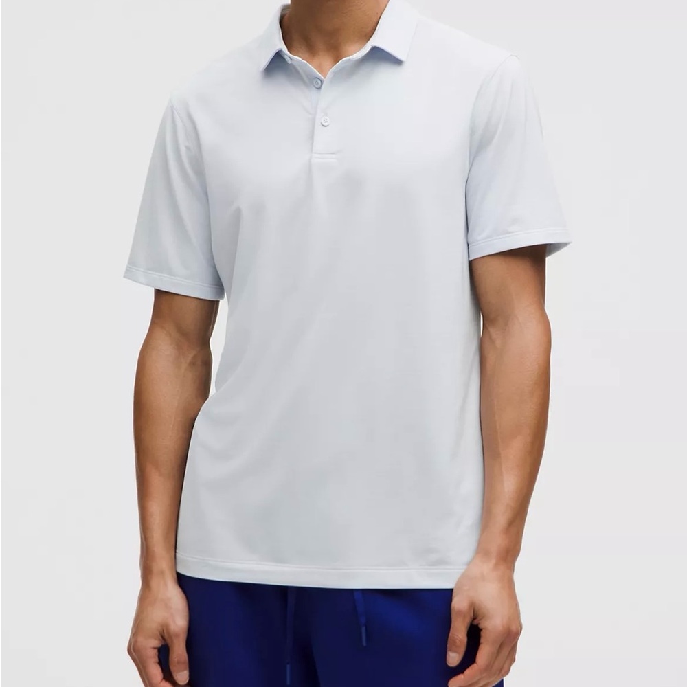 NWT Lululemon Heathered Starch Blue Men’s Evolution Short-Sleeve Polo Shirt
